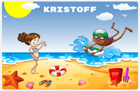 Thumbnail for Personalized Beach Placemat III - Body Boarding - Black Boy I -  View