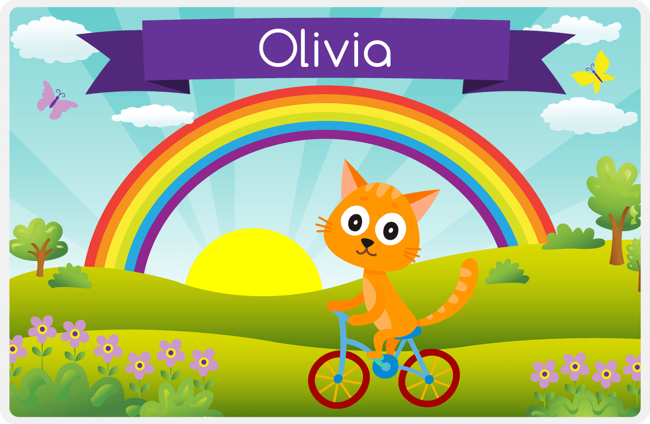 Personalized Bicycle Placemat I - Animal Cyclist - Cat -  View