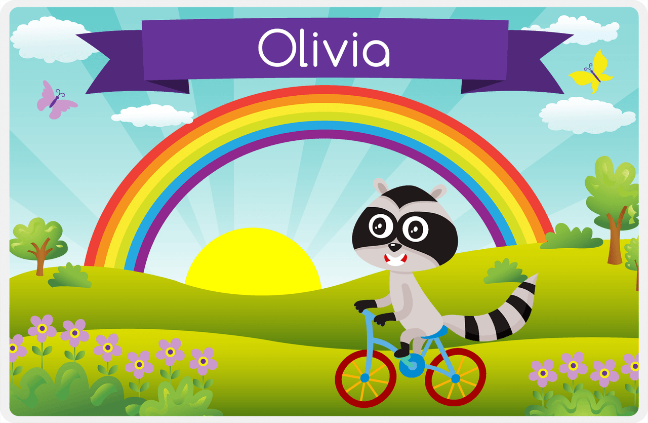 Personalized Bicycle Placemat I - Animal Cyclist - Racoon -  View