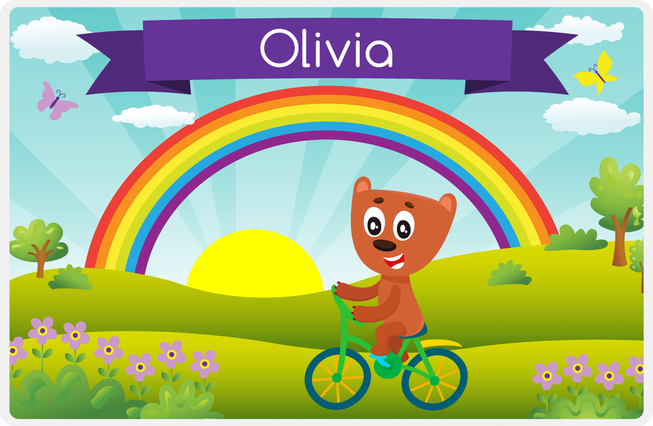 Personalized Bicycle Placemat I - Animal Cyclist - Bear -  View