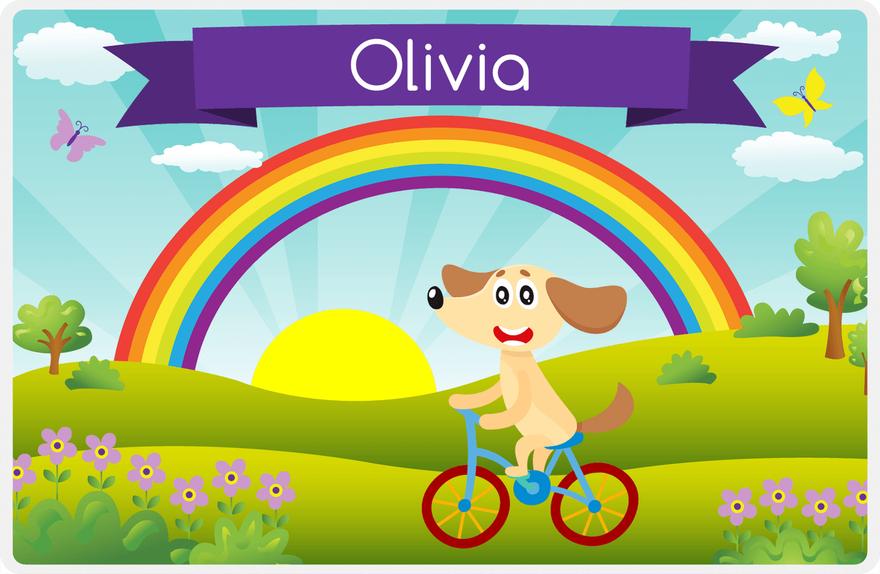 Personalized Bicycle Placemat I - Animal Cyclist - Dog -  View
