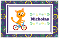 Thumbnail for Personalized Bicycle Placemat III - Wheels Border - Cat -  View