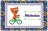 Thumbnail for Personalized Bicycle Placemat III - Wheels Border - Bear -  View