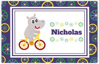 Thumbnail for Personalized Bicycle Placemat III - Wheels Border - Hippo -  View