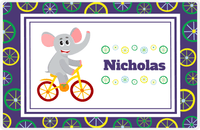 Thumbnail for Personalized Bicycle Placemat III - Wheels Border - Elephant -  View