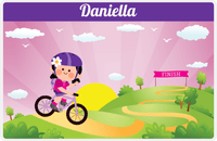 Thumbnail for Personalized Bicycle Placemat V - Downhill Race - Black Hair Girl -  View