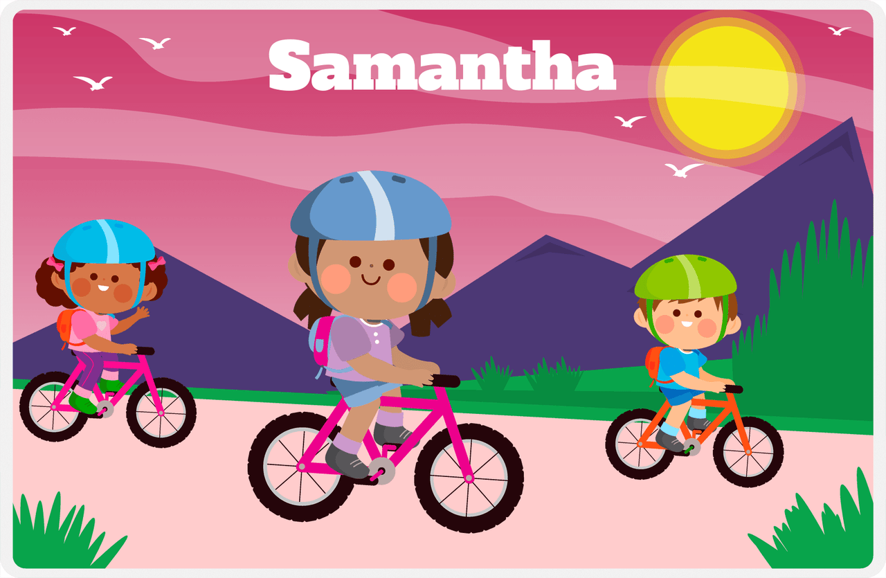 Personalized Bicycle Placemat IX - Mountain Ride - Black Girl I -  View