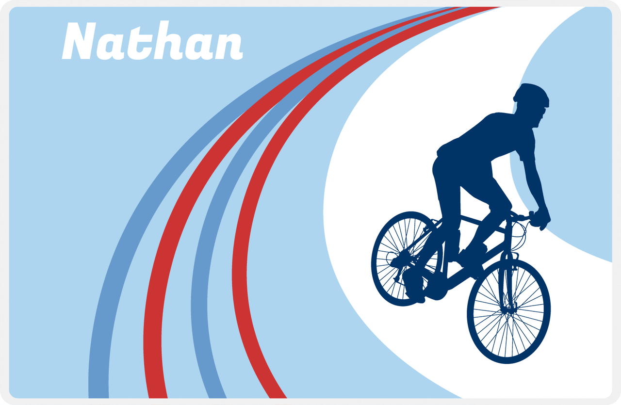 Personalized Bicycle Placemat X - Cyclist Silhouette IV -  View