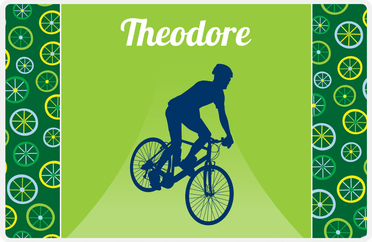Personalized Bicycle Placemat XII - Cyclist Silhouette VII -  View
