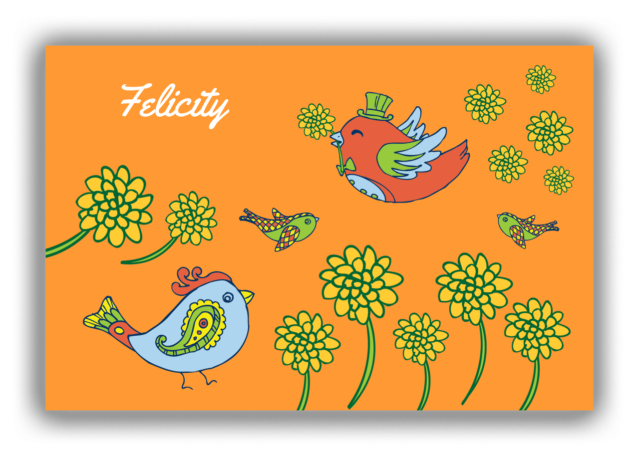Personalized Birds Canvas Wrap & Photo Print VI - Orange Background - Front View