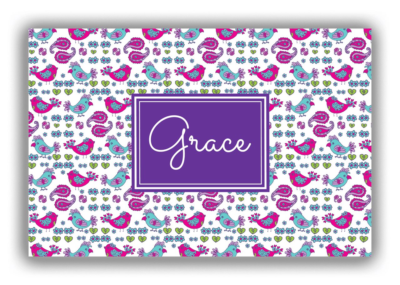 Personalized Birds Canvas Wrap & Photo Print VII - White Background - Rectangle Nameplate - Front View