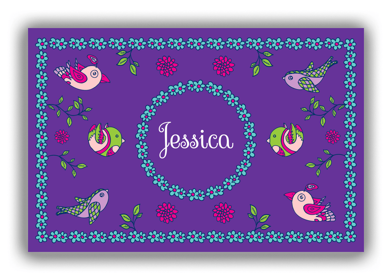 Personalized Birds Canvas Wrap & Photo Print X - Purple Background - Circle Border - Front View
