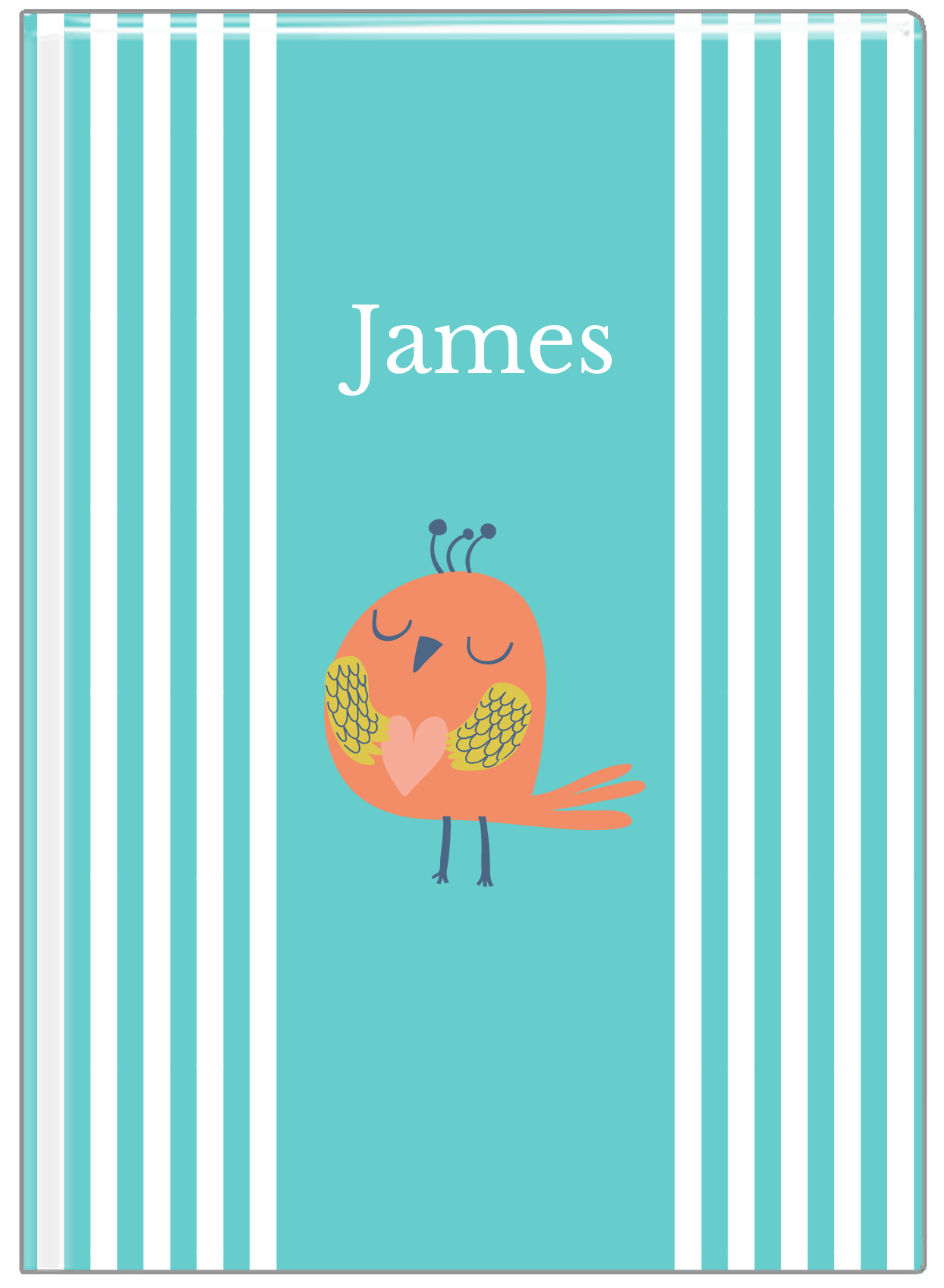 Personalized Birds Journal III - Teal Background - Bird I - Front View