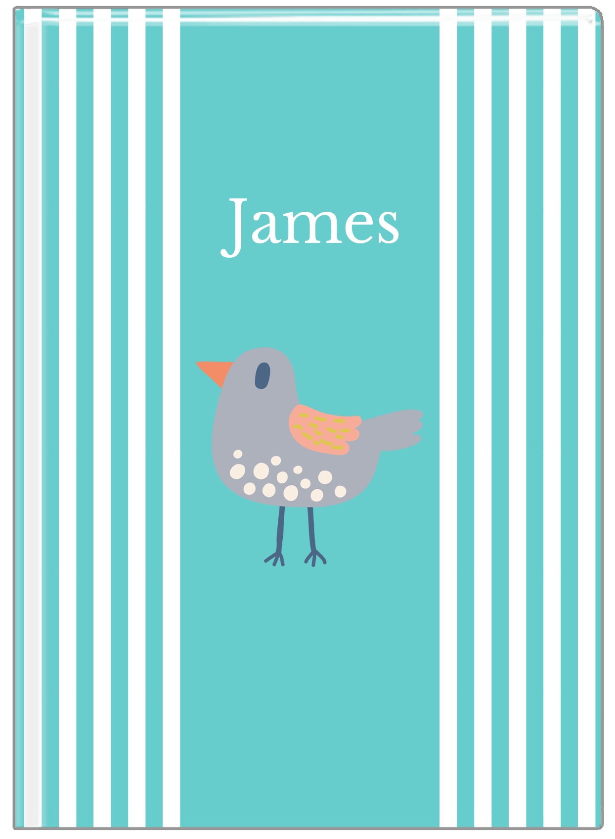 Personalized Birds Journal III - Teal Background - Bird II - Front View
