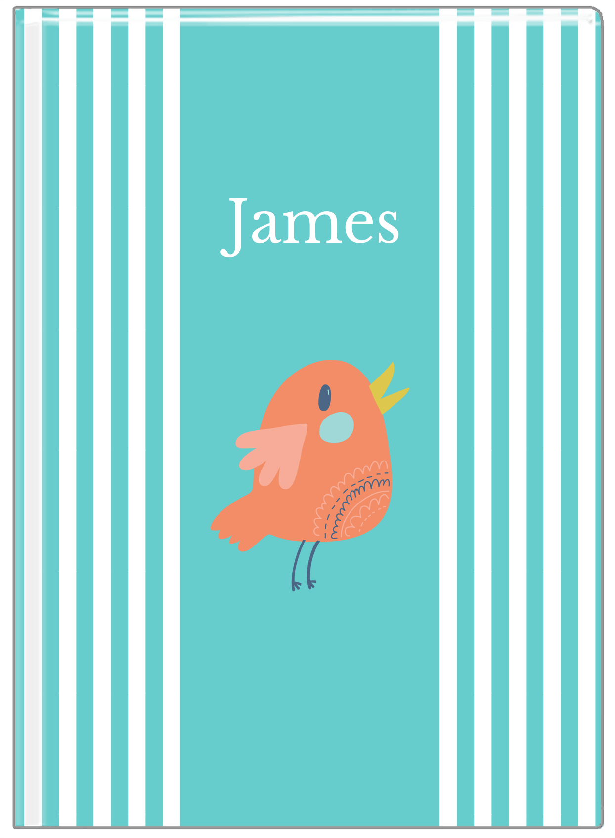 Personalized Birds Journal III - Teal Background - Bird V - Front View
