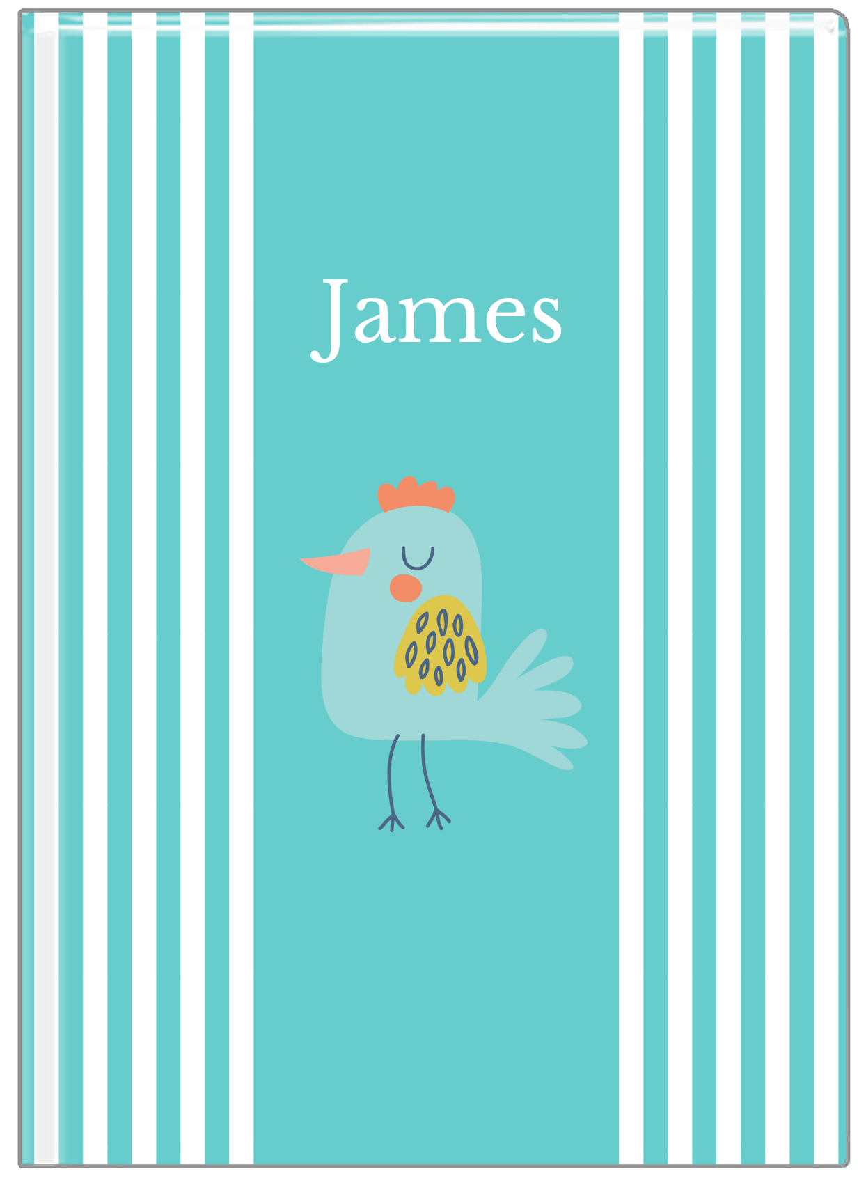 Personalized Birds Journal III - Teal Background - Bird VII - Front View