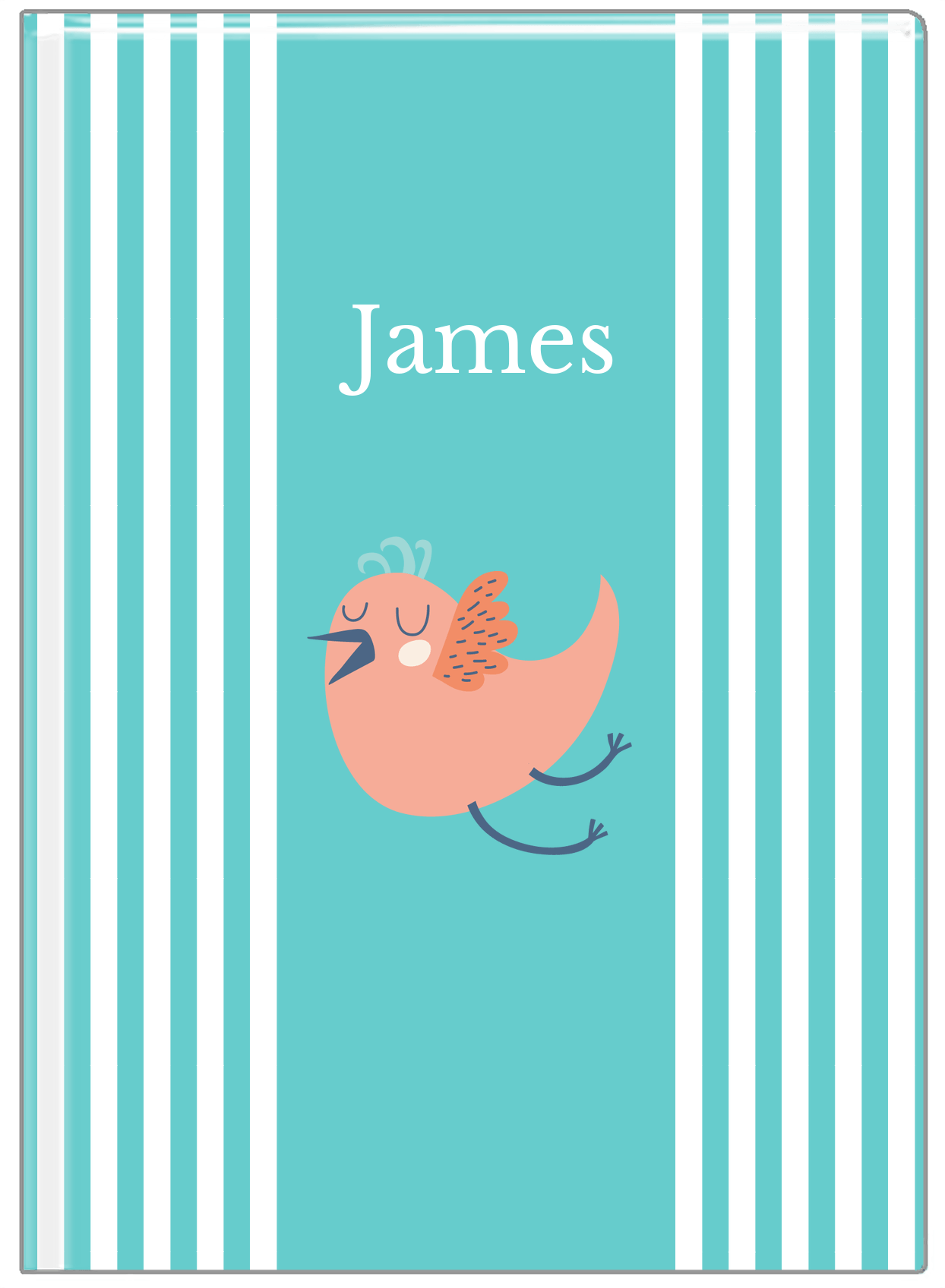 Personalized Birds Journal III - Teal Background - Bird IX - Front View