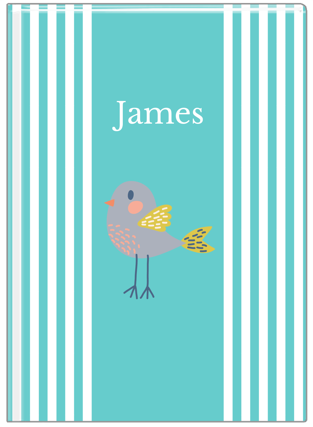 Personalized Birds Journal III - Teal Background - Bird X - Front View
