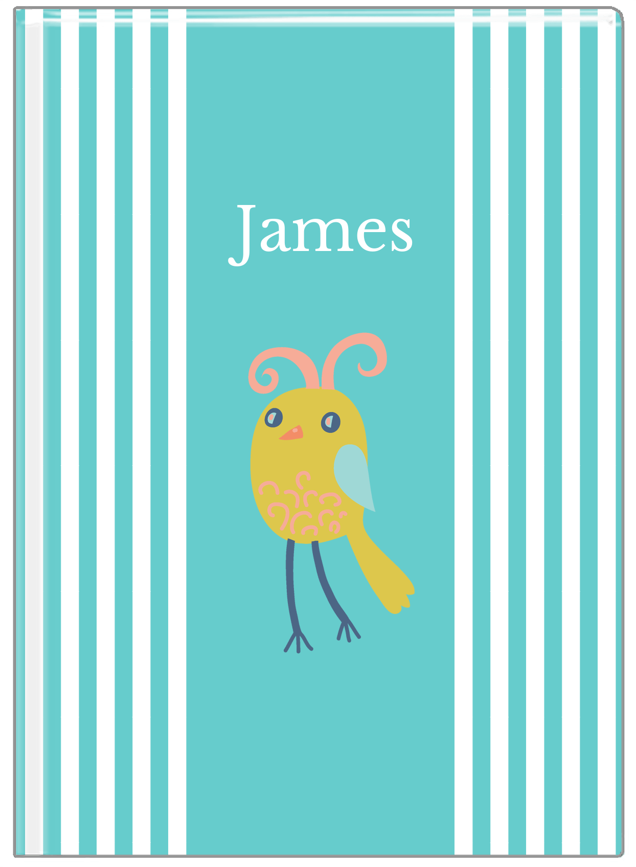 Personalized Birds Journal III - Teal Background - Bird XII - Front View