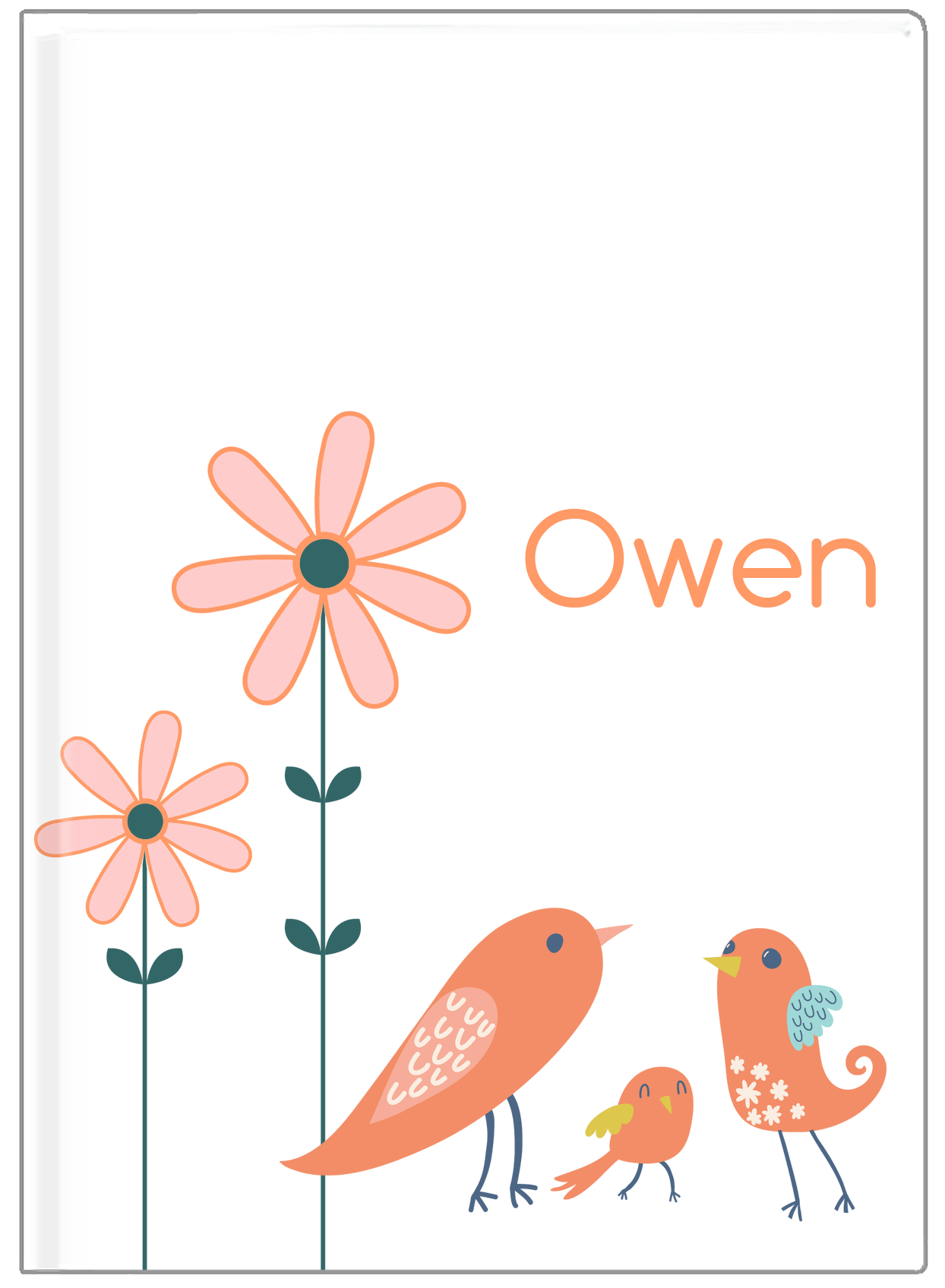 Personalized Birds Journal V - White Background - Bird V - Front View