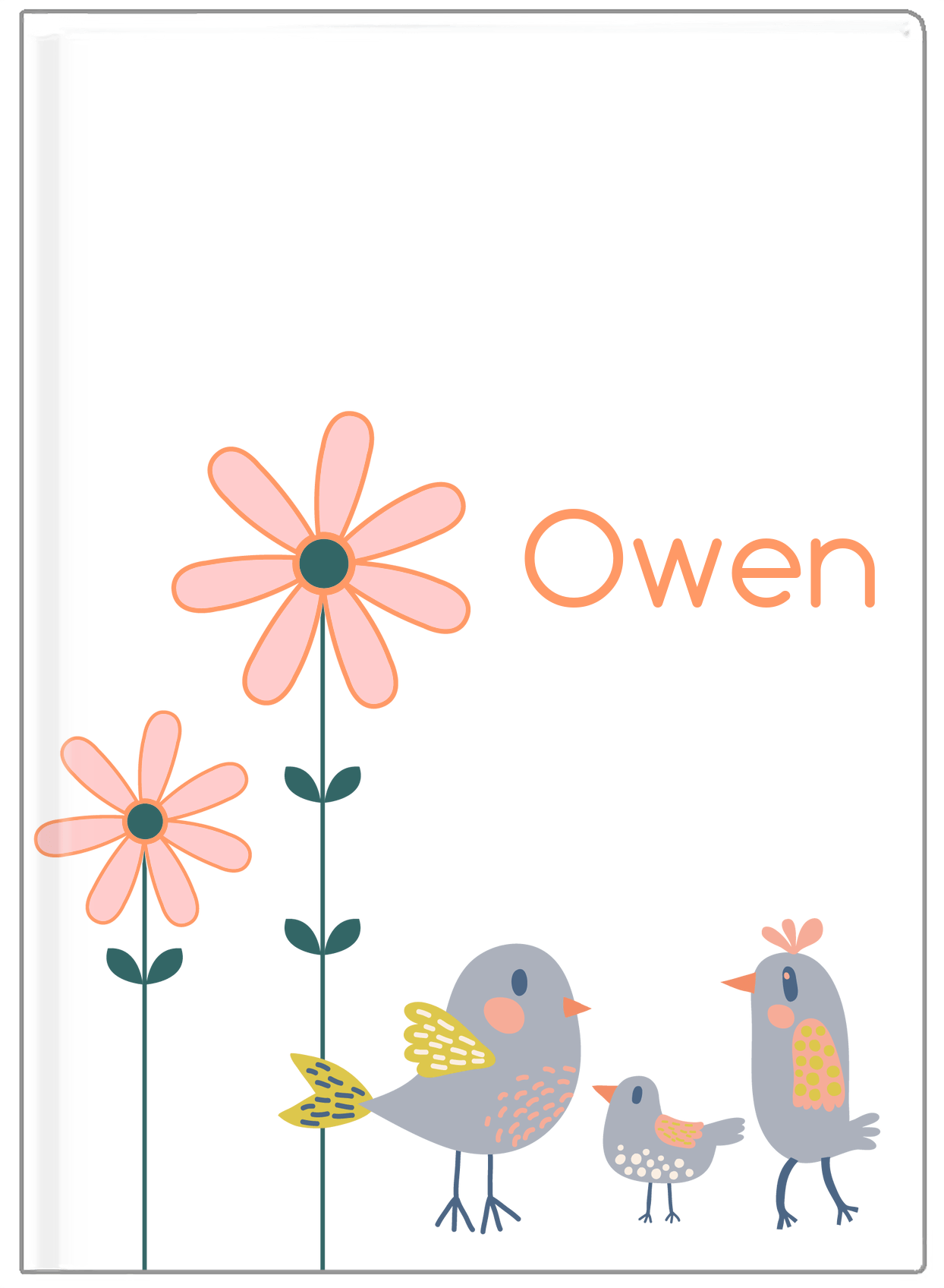 Personalized Birds Journal V - White Background - Bird VII - Front View