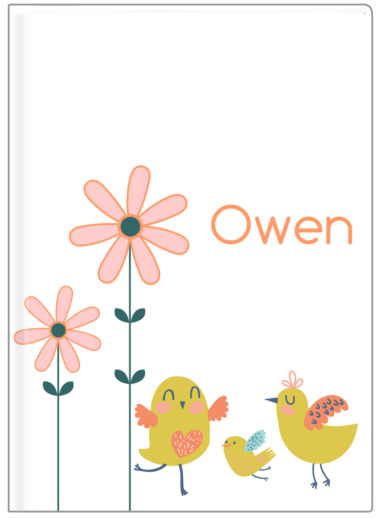 Personalized Birds Journal V - White Background - Bird IX - Front View