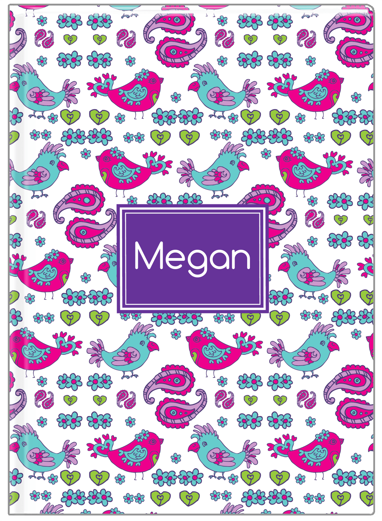 Personalized Birds Journal VII - White Background - Rectangle Nameplate - Front View