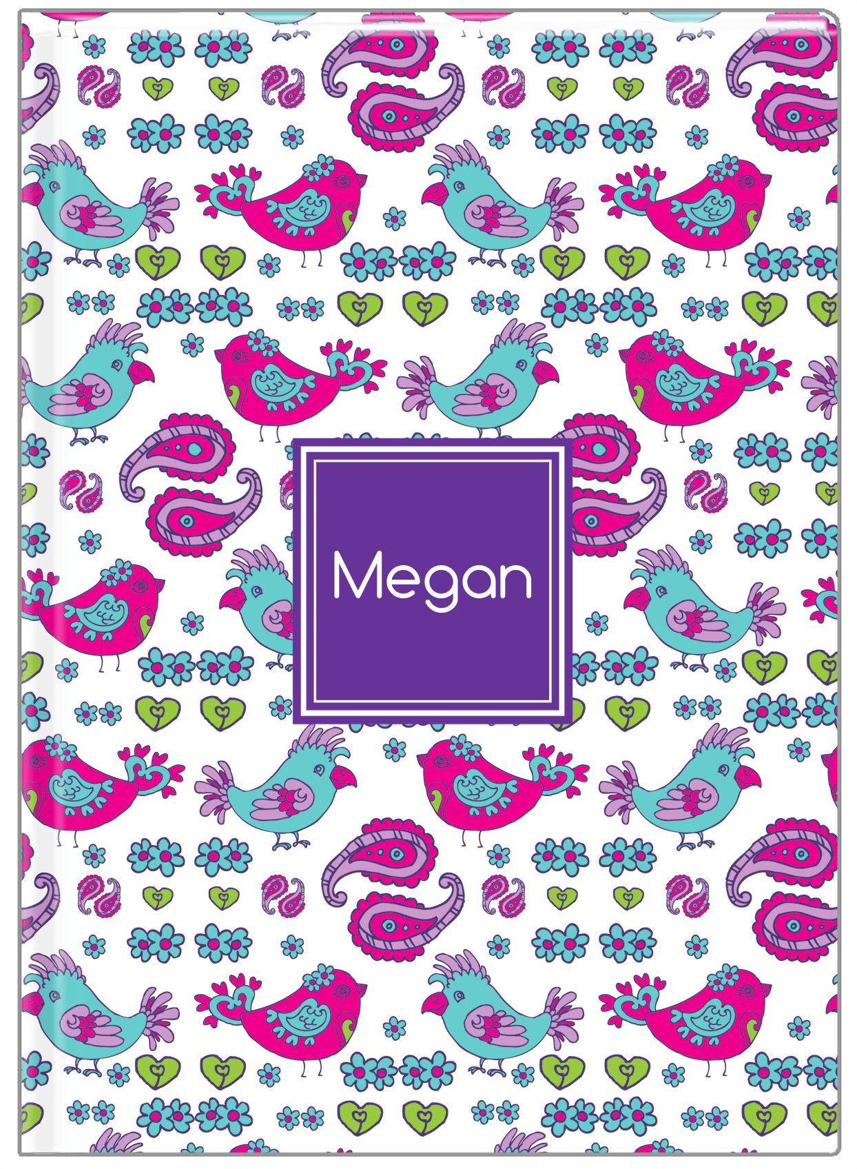 Personalized Birds Journal VII - White Background - Square Nameplate - Front View