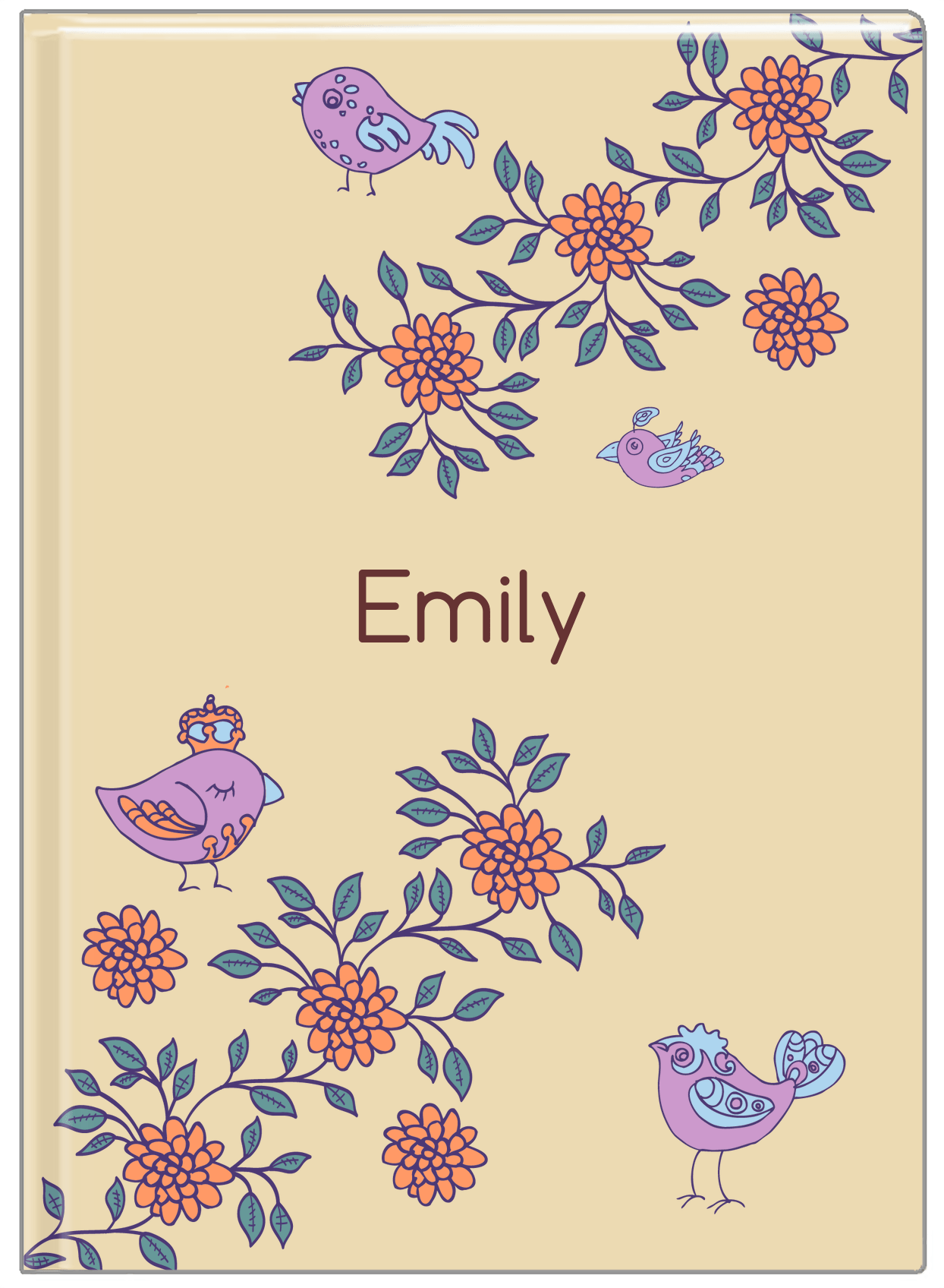 Personalized Birds Journal VIII - Tan Background - Front View
