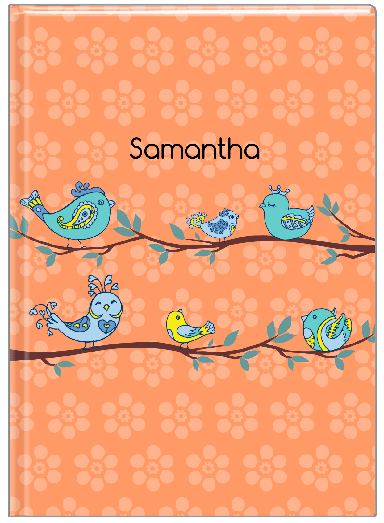 Personalized Birds Journal IX - Orange Background - Front View