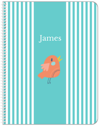 Thumbnail for Personalized Birds Notebook III - Teal Background - Bird V - Front View