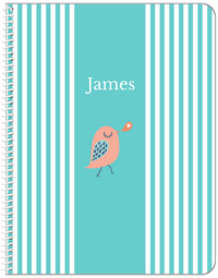 Thumbnail for Personalized Birds Notebook III - Teal Background - Bird XI - Front View