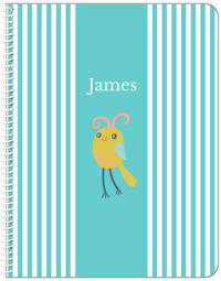 Thumbnail for Personalized Birds Notebook III - Teal Background - Bird XII - Front View