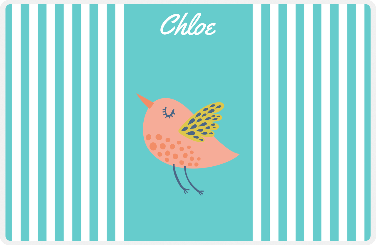 Personalized Birds Placemat III - Teal Background - Bird IV -  View