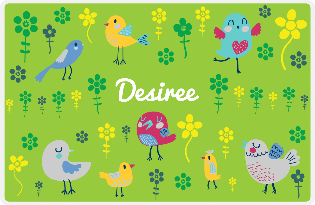 Personalized Birds Placemat IV - Green Background -  View