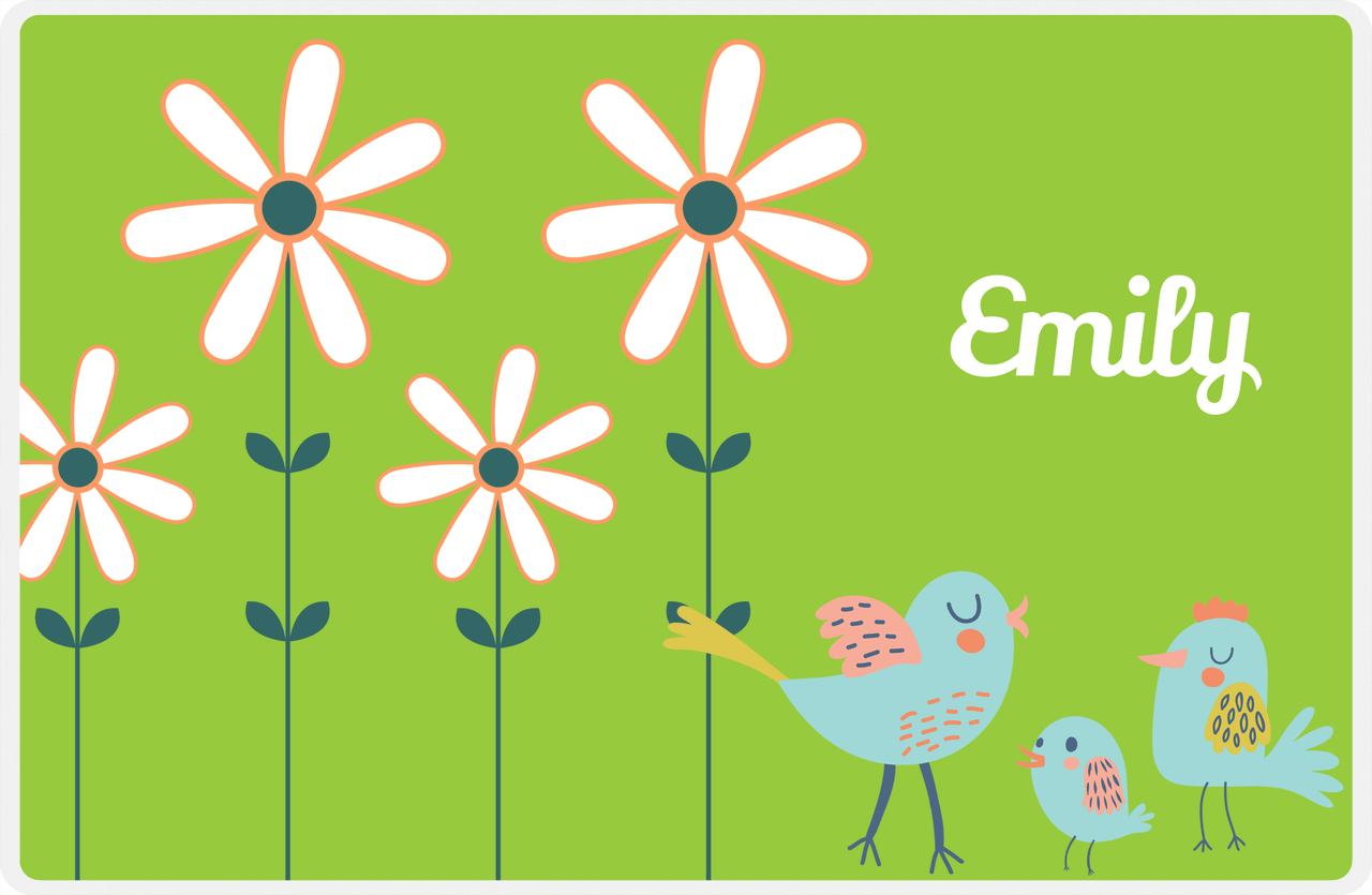 Personalized Birds Placemat V - Green Background - Bird II -  View