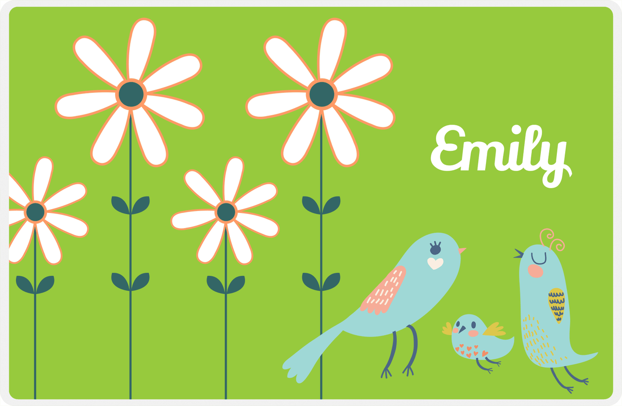 Personalized Birds Placemat V - Green Background - Bird III -  View