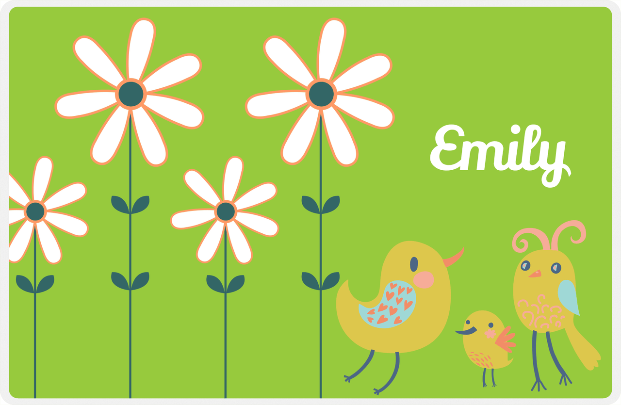 Personalized Birds Placemat V - Green Background - Bird IV -  View