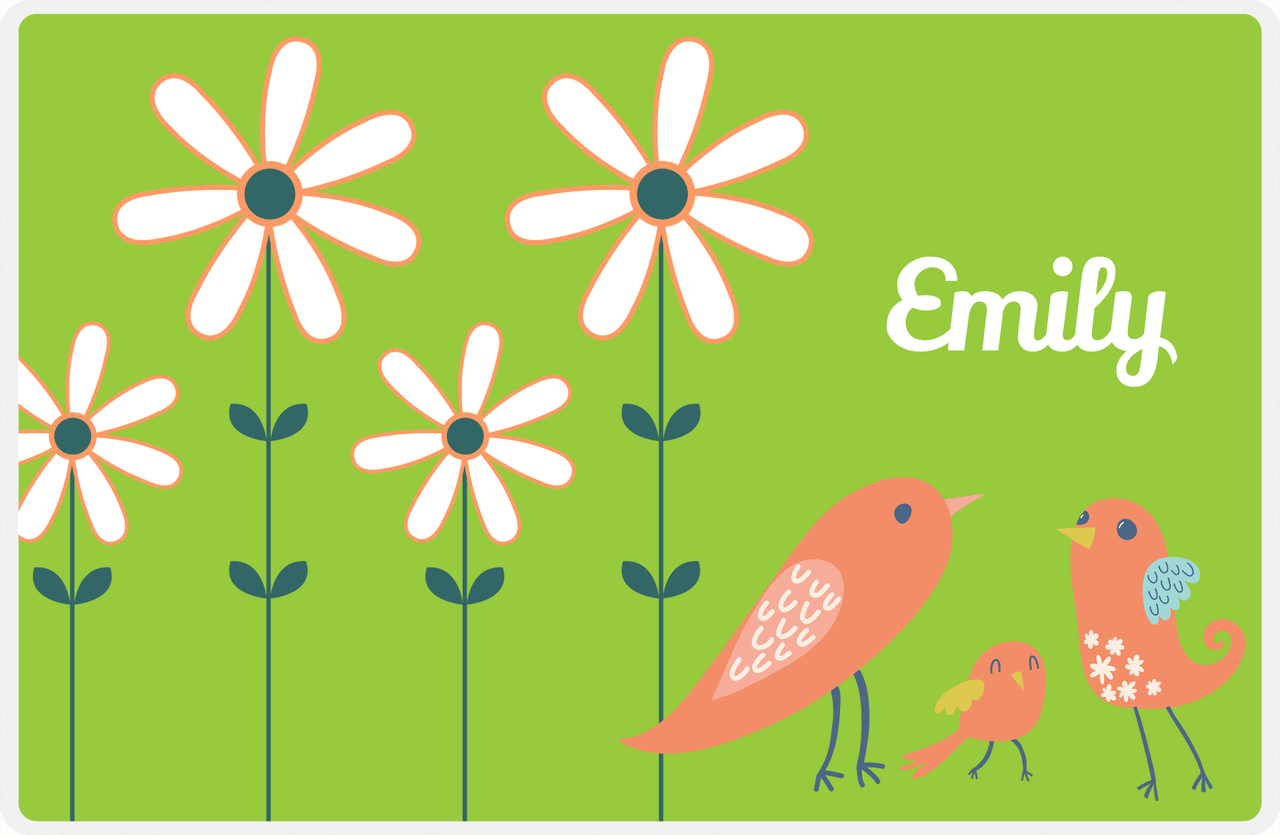 Personalized Birds Placemat V - Green Background - Bird V -  View