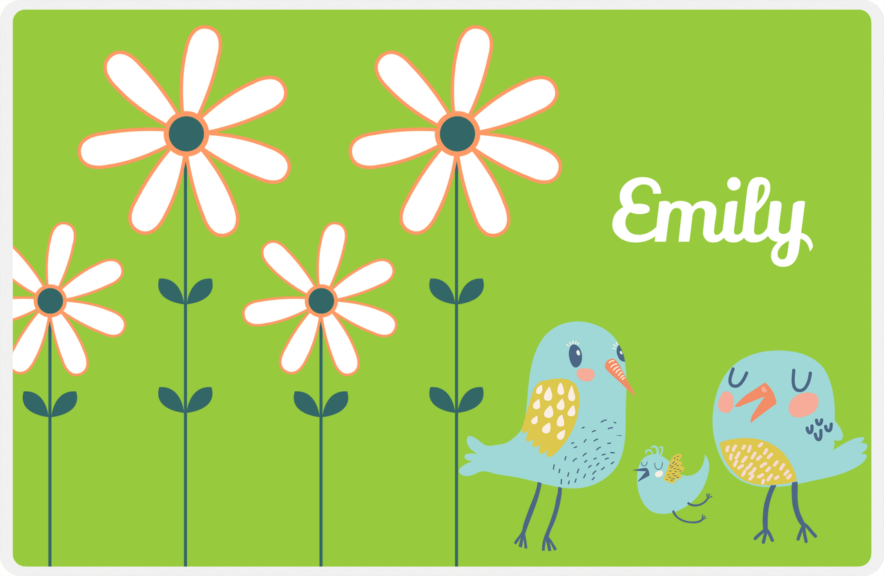 Personalized Birds Placemat V - Green Background - Bird X -  View