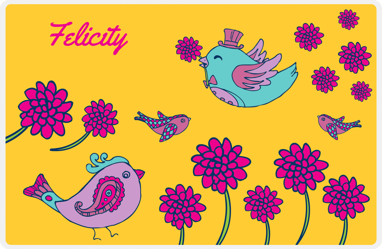 Personalized Birds Placemat VI - Yellow Background -  View