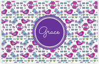 Thumbnail for Personalized Birds Placemat VII - White Background - Circle Nameplate -  View
