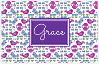 Thumbnail for Personalized Birds Placemat VII - White Background - Rectangle Nameplate -  View