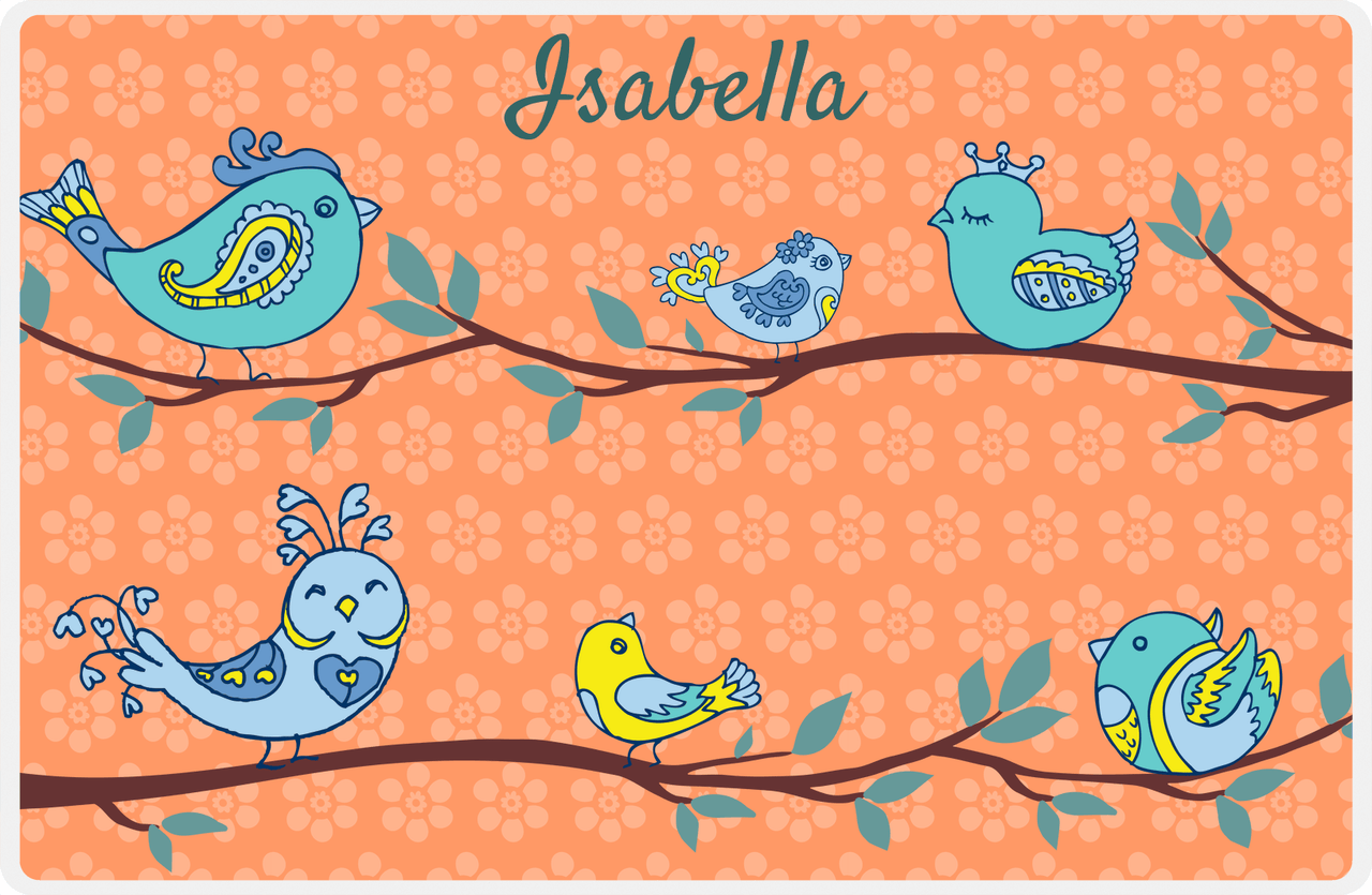 Personalized Birds Placemat IX - Orange Background -  View