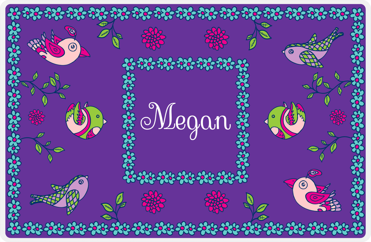 Personalized Birds Placemat X - Purple Background - Square Nameplate -  View