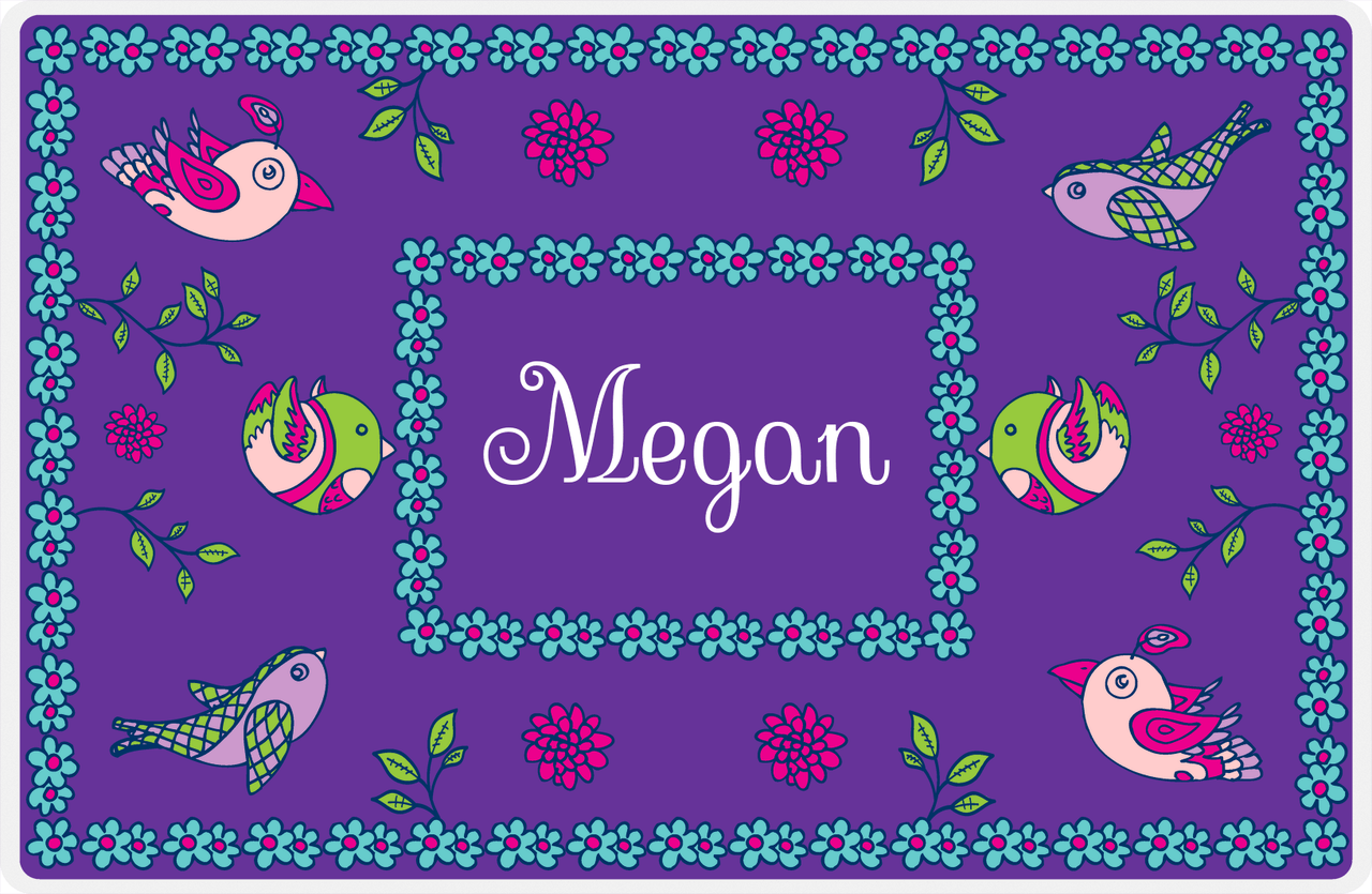 Personalized Birds Placemat X - Purple Background - Rectangle Nameplate -  View