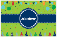 Thumbnail for Personalized Birthday Placemat V - Party Hats - Circle Ribbon Nameplate -  View