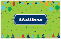 Thumbnail for Personalized Birthday Placemat V - Party Hats - Decorative Rectangle Nameplate -  View