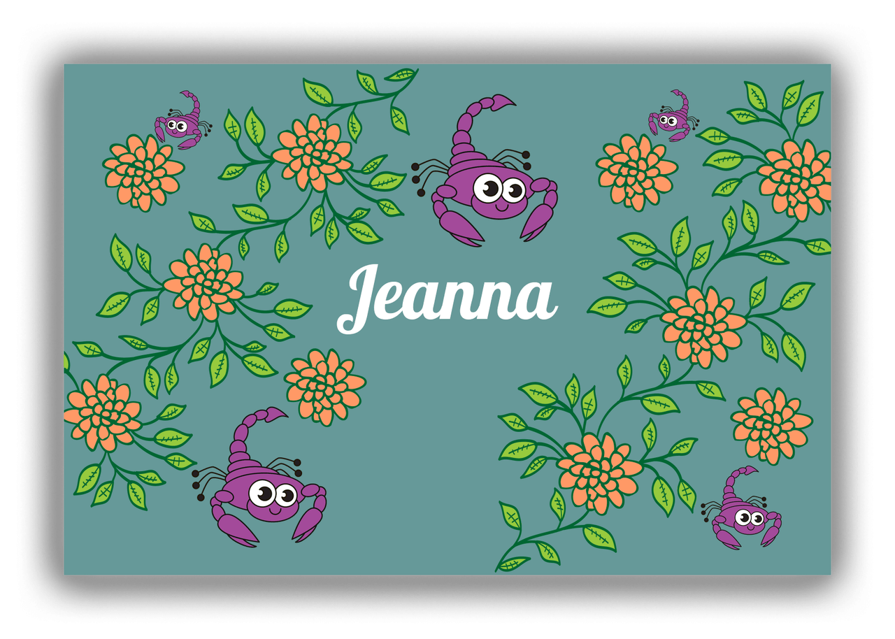 Personalized Bugs Canvas Wrap & Photo Print X - Teal Background - Scorpions - Front View
