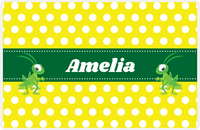 Thumbnail for Personalized Bugs Placemat I - Yellow Polka Dots - Grasshopper -  View